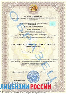 Образец сертификата соответствия аудитора №ST.RU.EXP.00006191-1 Невьянск Сертификат ISO 50001